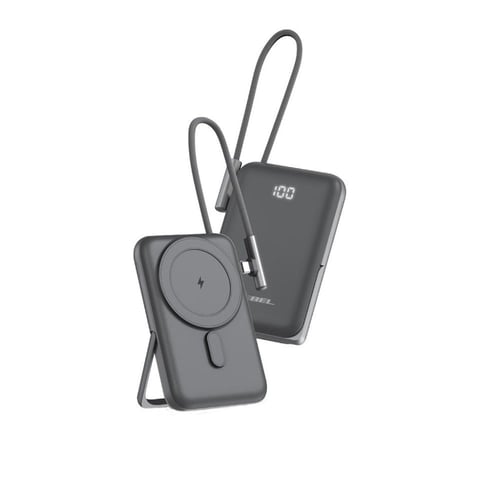 باور بانك لاسلكي سريع 10000mAh مع كابل USB-C مدمج...