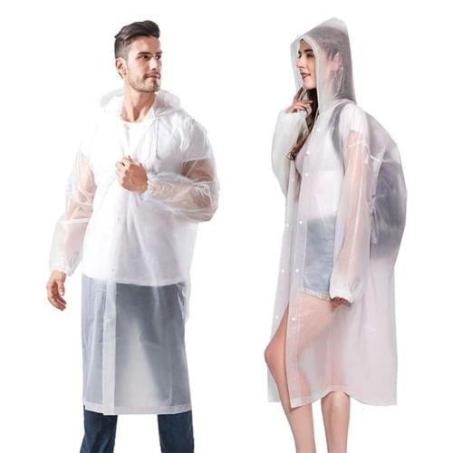 معطف مطر شفاف أنيق - مقاوم للماء وقابل للطي