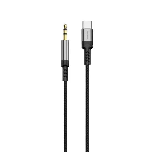بدون كرتون خارجي – كيبل جيبيل JE-B361 USB-C إلى AUX 3.5mm عالي الجودة Hi-Fi - أسود