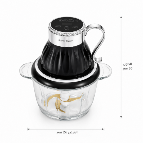 Silver Crystal food chopper with touch screen and 3-liter glass bowl – 600 watts