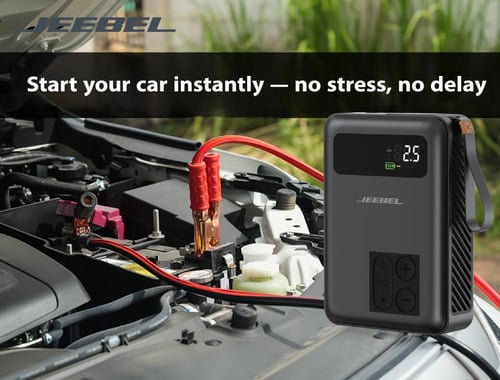 محطة طوارئ متكاملة للسيارة باور بانك وضاغط هواء JE...