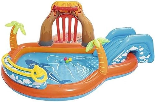 مسبح أطفال بتصميم بركان مع زلاقة ومرشة مياه - 265x...