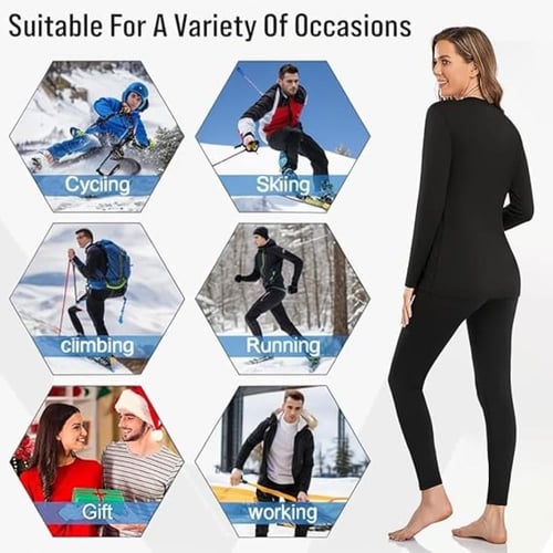 ملابس داخلية حرارية نسائية مبطنة بالصوف طبقة أساسي...