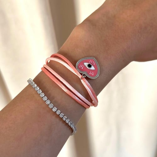 اسوارة ترندي عريضة من الحبال بتدرجات الوردي من مجم...