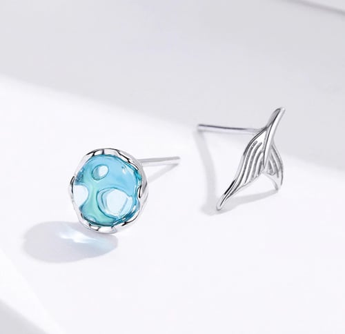 حلق حورية غير متماثل من الفضة الاسترليني عيار 925