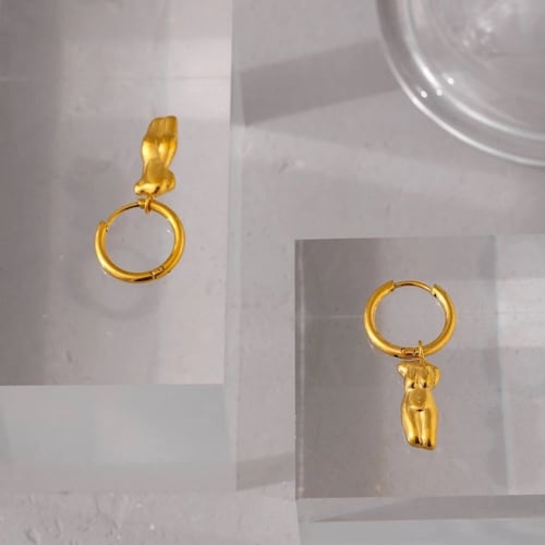 حلق جادور ذهبي من الستانلس ستيل مضاد للصدأ