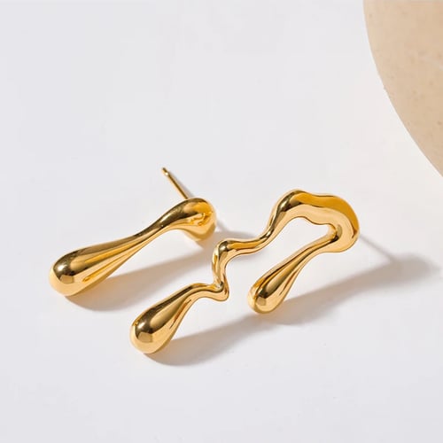 حلق غير متماثل موديل 007 ذهبي من الستانلس ستيل مضا...