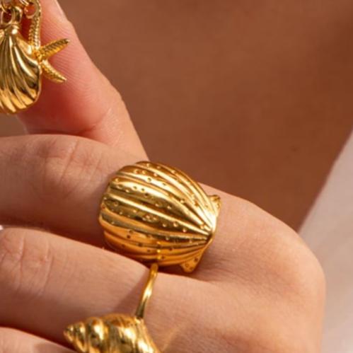 خاتم بيرل الصيفي مصنوع من الستانلس ستيل المطلي الم...