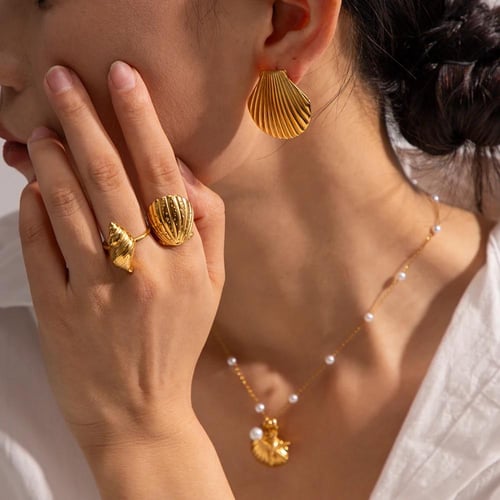 خاتم بيرل الصيفي مصنوع من الستانلس ستيل المطلي الم...