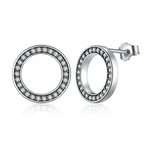 حلق راوند من الفضة الاسترليني عيار 925 مزين بالكري...