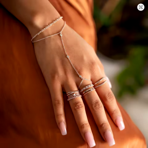 اسوارة وخاتم ( الكف ) بتصميم أنيق بثلاث فصوص من ال...