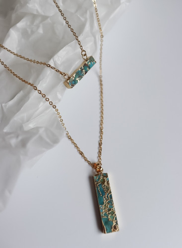 سلسلة طبقتين من النحاس المطلي بالذهب مزينة بالفيرو...