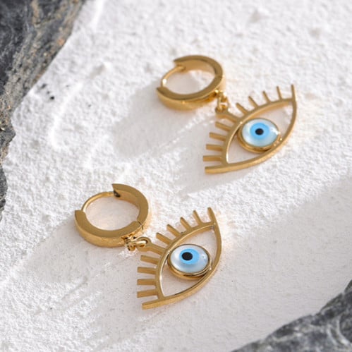 حلق عين ذهبية من الستانلس ستيل مضاد للصدأ