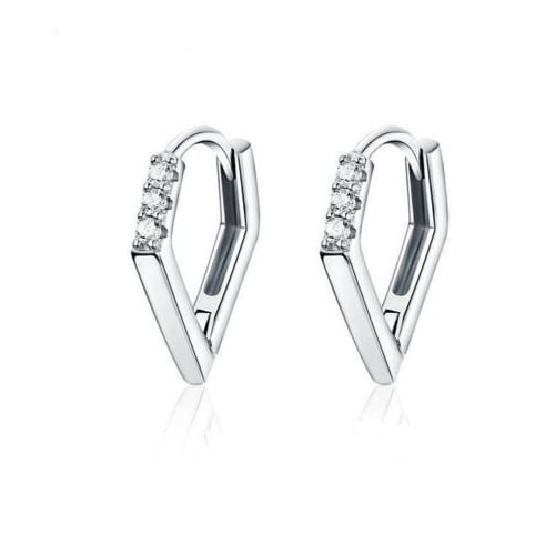 حلق مضلع من الفضة الاسترليني عيار 925 مزين بالكريس...