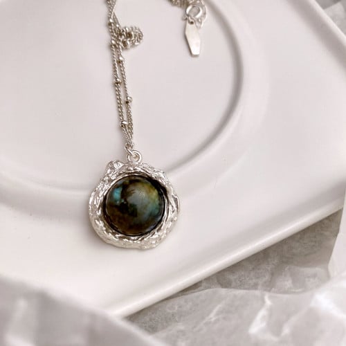 سلسلة فلك من الفضة الاسترليني عيار 925 وحجر اللابر...