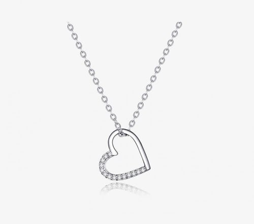 سلسلة قلب مزين بفصوص كريستال من الفضة الاسترليني ع...