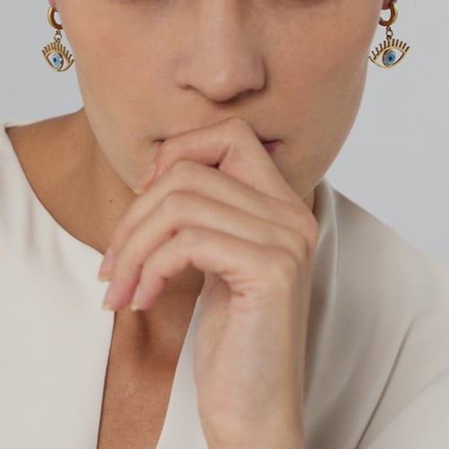 حلق عين ذهبية من الستانلس ستيل مضاد للصدأ