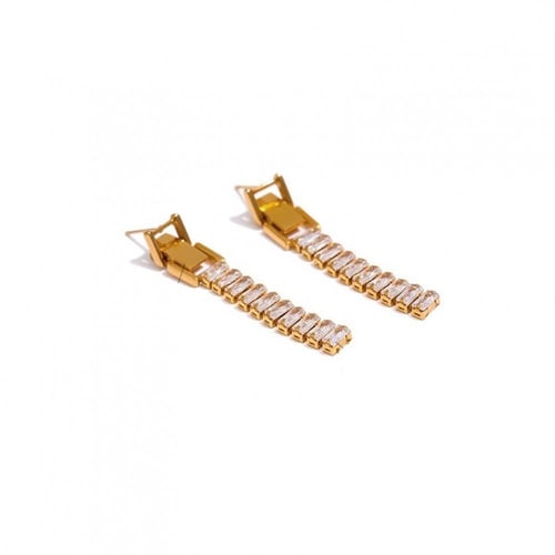 حلق باقيت ذهبي طويل من الستانلس ستيل مضاد للصدأ