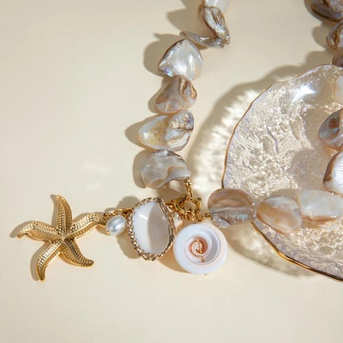 سلسلة ميرميد الصيفية مصنوعة من الاصداف الطبيعية و...