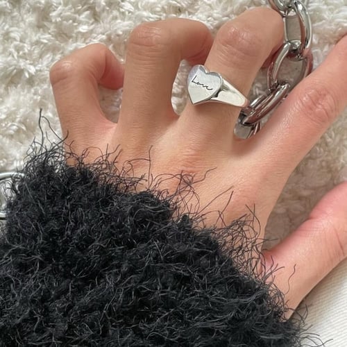 خاتم حب من الفضة الاسترليني عيار 925 مزين بكلمة lo...