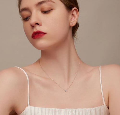 سلسلة سوليتير من الفضة الاسترليني عيار 925 مزينة ب...