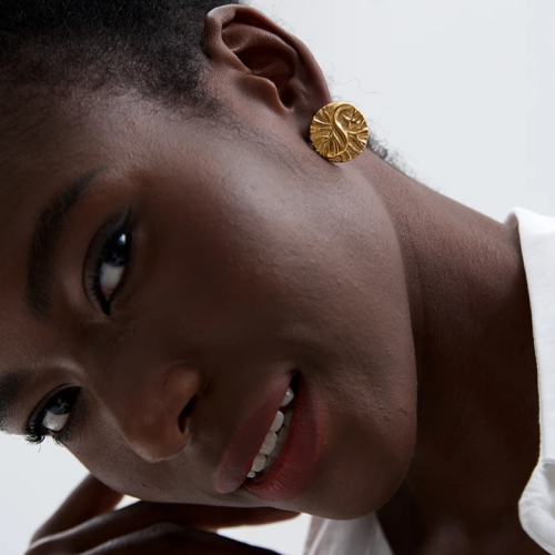 حلق موديل 003 ذهبي من الستانلس ستيل مضاد للصدأ