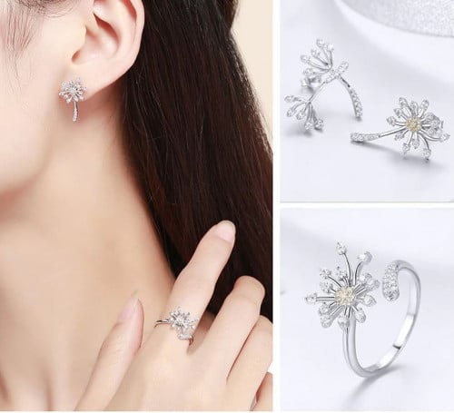 طقم بلوم من الفضة الاسترليني عيار 925 مكون من خاتم...