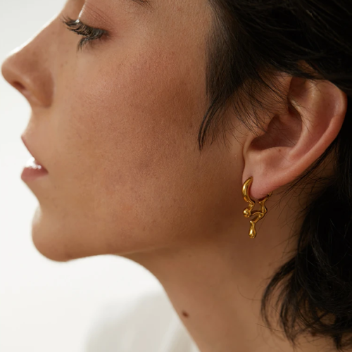 حلق موديل 006 ذهبي من الستانلس ستيل مضاد للصدأ