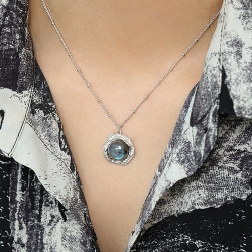 سلسلة فلك من الفضة الاسترليني عيار 925 وحجر اللابر...