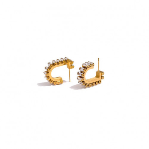 حلق باقيت ذهبي قصير من الستانلس ستيل مضاد للصدأ