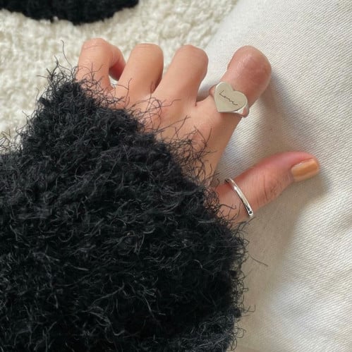 خاتم حب من الفضة الاسترليني عيار 925 مزين بكلمة lo...