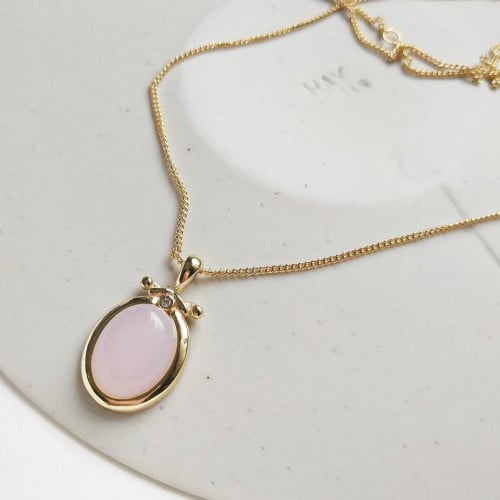 سلسلة بلون وردي من الفضة الاسترليني عيار 925 المطل...