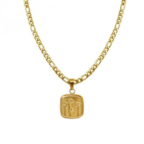 سلسلة دايزي ذهبية بسلسلة عريضة من الستانلس ستيل مض...