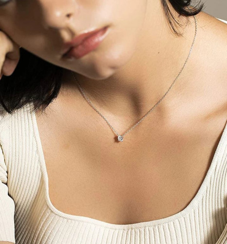 سلسلة سوليتير من الفضة الاسترليني عيار 925 مزينة ب...