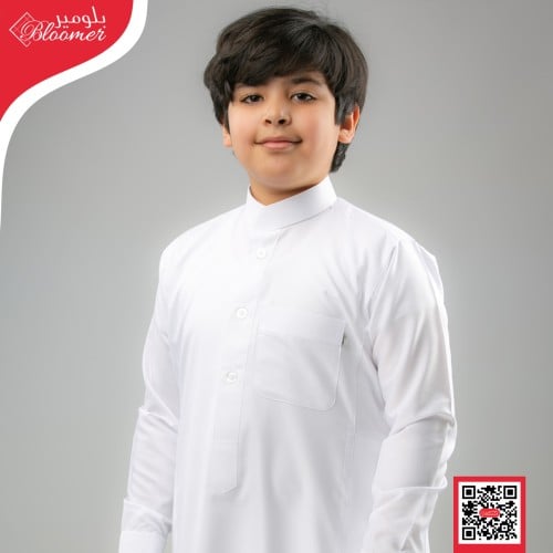 ثوب ولادي أبيض زرار