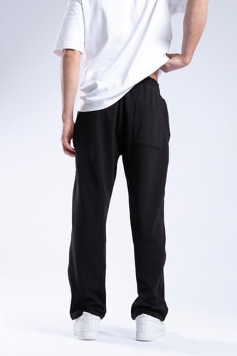 بنطلون أوفر سايز قطن لون أسود