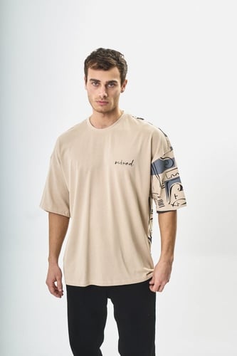 تيشيرت اوفر سايز BREEZY لون بيج