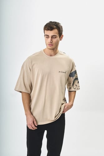 تيشيرت اوفر سايز BREEZY لون بيج