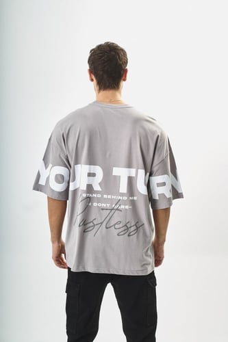 تيشيرت اوفر سايز BREEZY رمادي فاتح