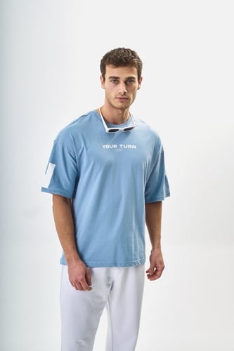 تيشيرت اوفر سايز BREEZY لون سماوي