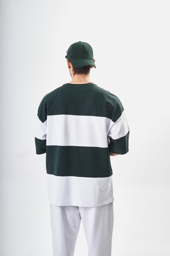 تيشيرت اوفر سايز BREEZY ابيض و زيتي