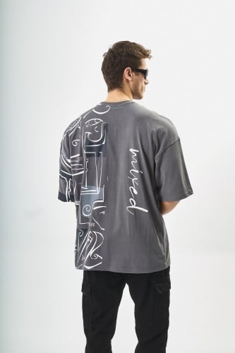 تيشيرت اوفر سايز BREEZY لون رصاصي