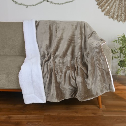 بطانية المخمل والفرو | بيج