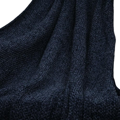 بطانية صوف الشانيل دافئة وفاخرة - شايني أزرق