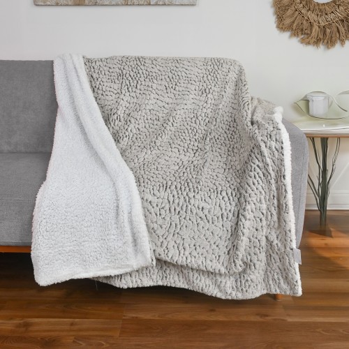 بطانية الشيربا والفرو | رمادي