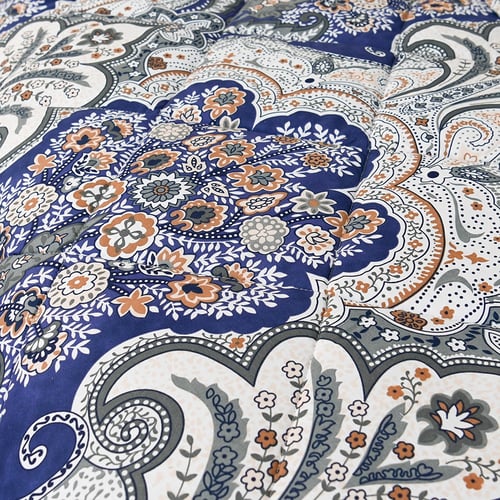 طقم لحاف بنقش فكتوري أزرق و رمادي