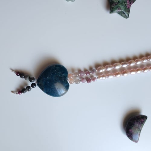 عقد جذاب من اللؤلؤ Freshwater Pearl وقلب السماء من...