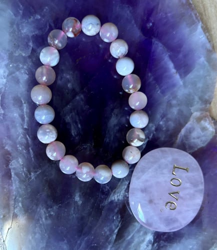 اسوارة حجر الفلاور أقيت Flower Agate الناعمة