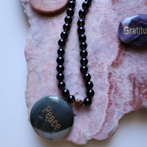 سبحة السموكي كوارتز Smokey Quartz و عين النمر Tige...