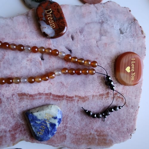 سبحة حجر الكرنيلين الزاهي Carnelian
